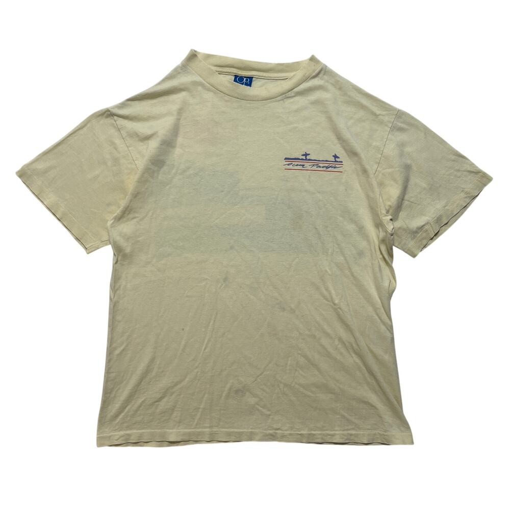 VTG 80’s Ocean Pacific Faded Distressed T-Shirt Men’s L Light Yellow